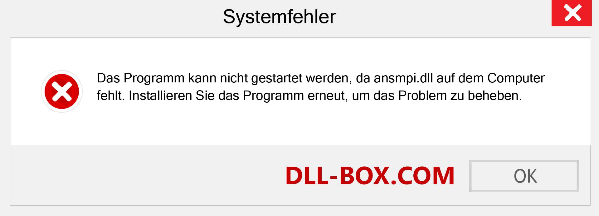 ansmpi.dll-Datei fehlt?. Download für Windows 7, 8, 10 - Fix ansmpi dll Missing Error unter Windows, Fotos, Bildern