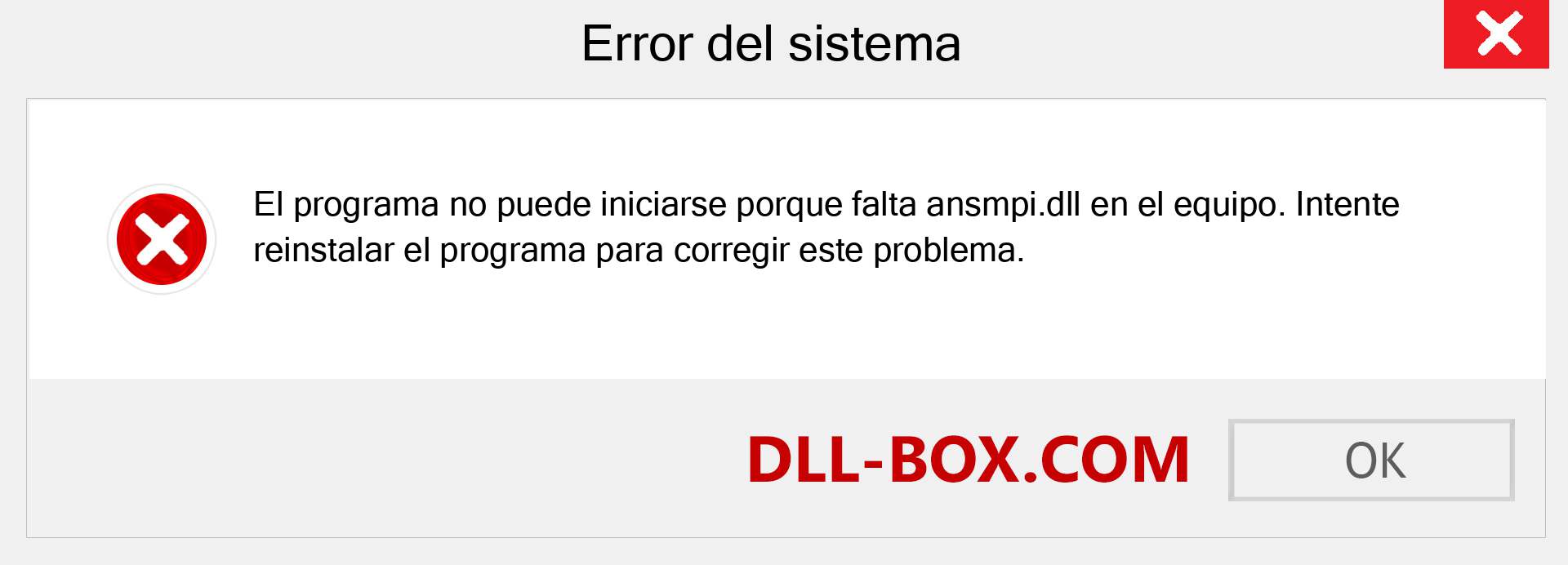 ¿Falta el archivo ansmpi.dll ?. Descargar para Windows 7, 8, 10 - Corregir ansmpi dll Missing Error en Windows, fotos, imágenes