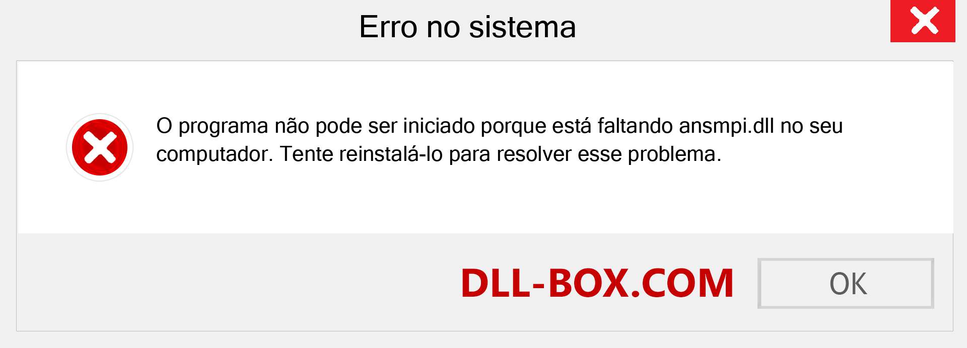 Arquivo ansmpi.dll ausente ?. Download para Windows 7, 8, 10 - Correção de erro ausente ansmpi dll no Windows, fotos, imagens